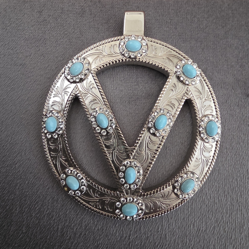 Authentic Valentino Garavani Silver and Turquoise Pendant Necklace